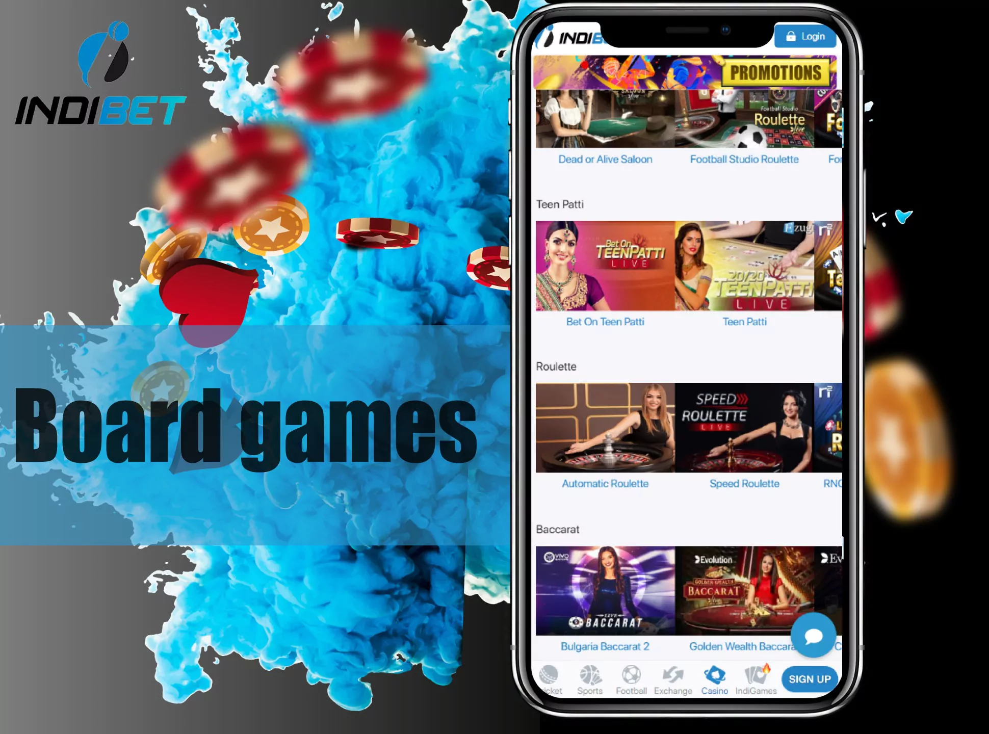 Win money by playing board games in the Indibet Casino.