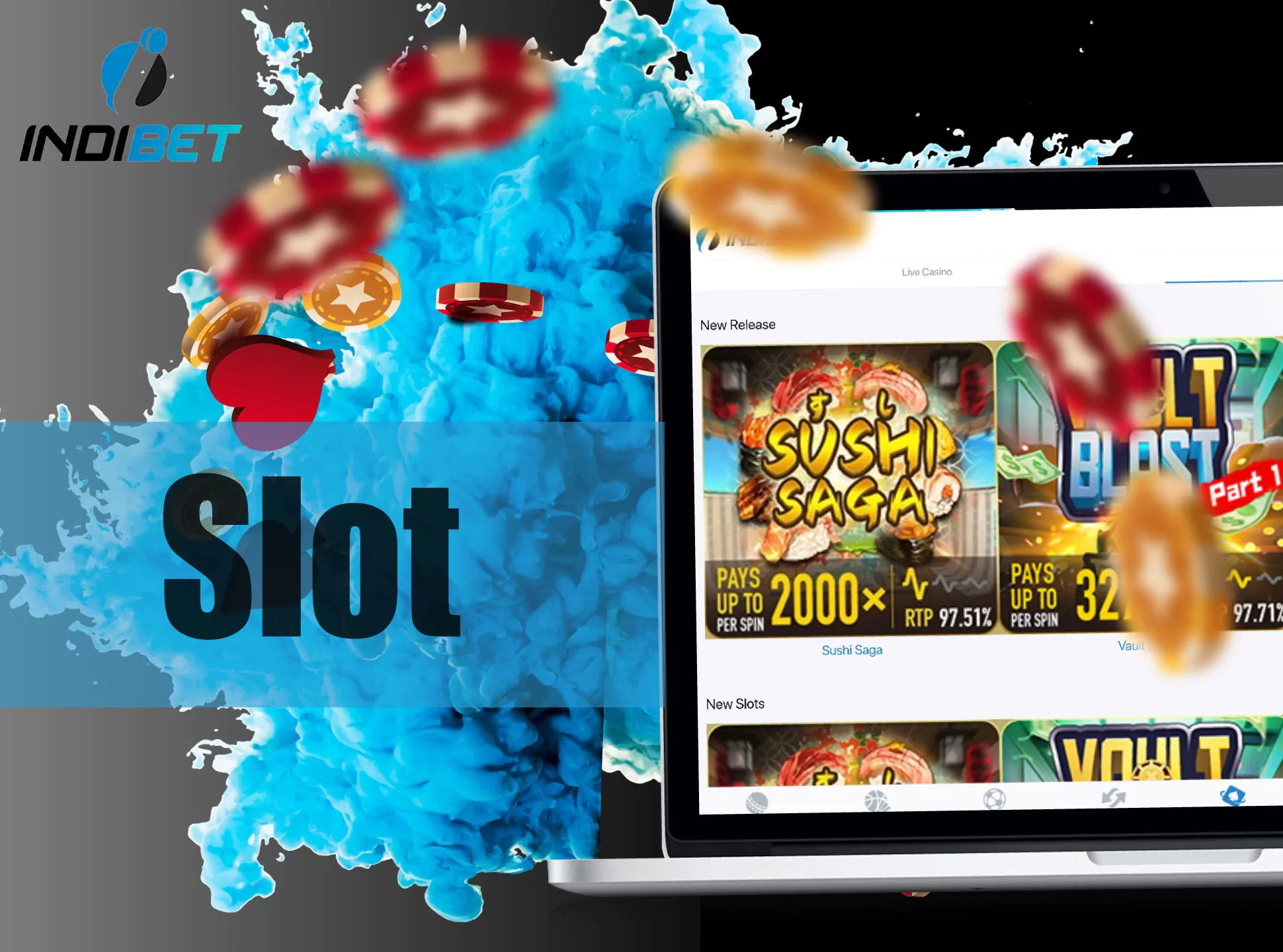 Spin different slots and win money at Indibet Casino.