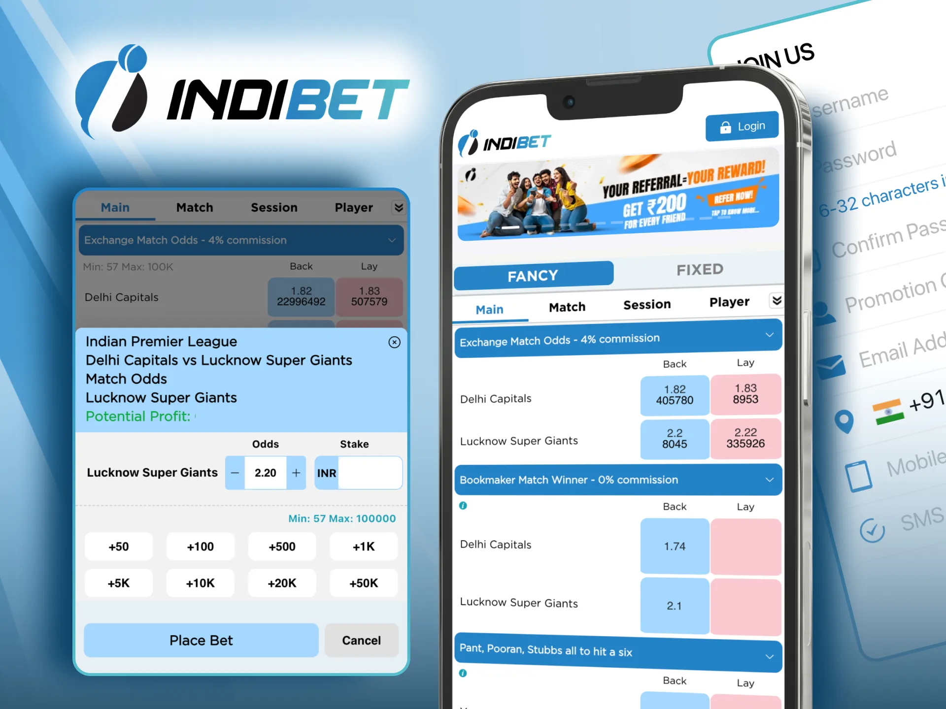 Learn how to bet on cricket at Indibet in four steps.