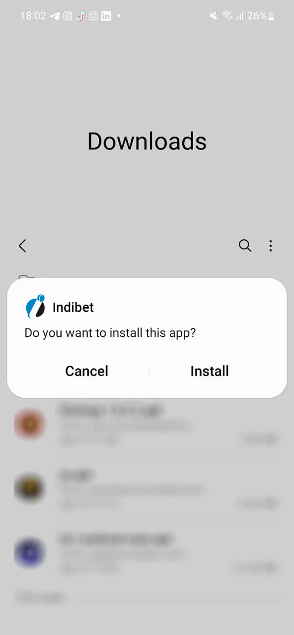 Click the button to download the Indibet apk file and approve the download.