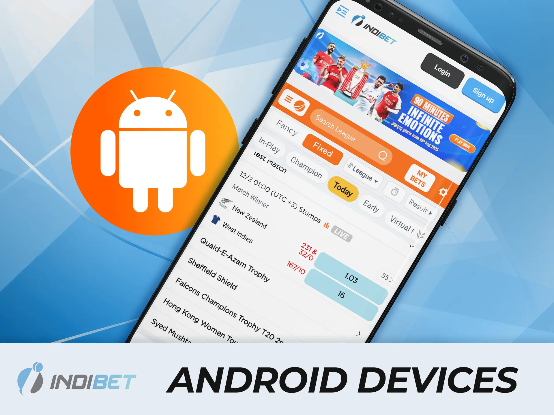 Get the IndiBet app on your Android and enjoy seamless gaming experience.