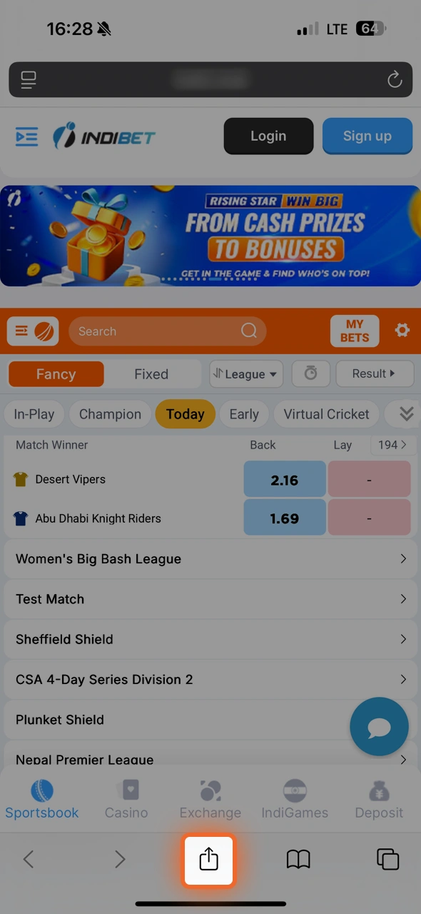 Scroll down and tap the Share icon to open the Share menu.