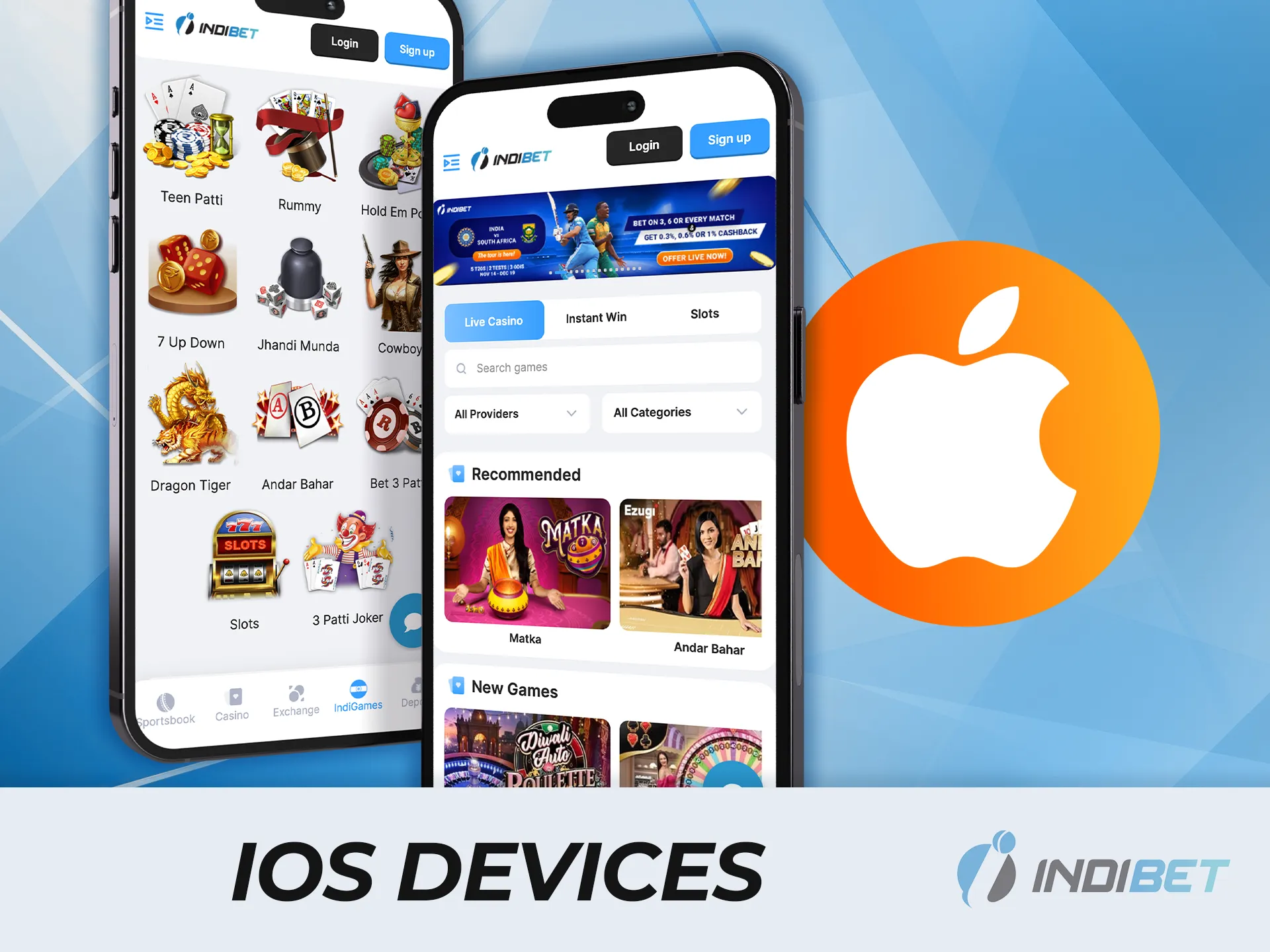 Download the IndiBet app for iOS and play your favorite games anytime.