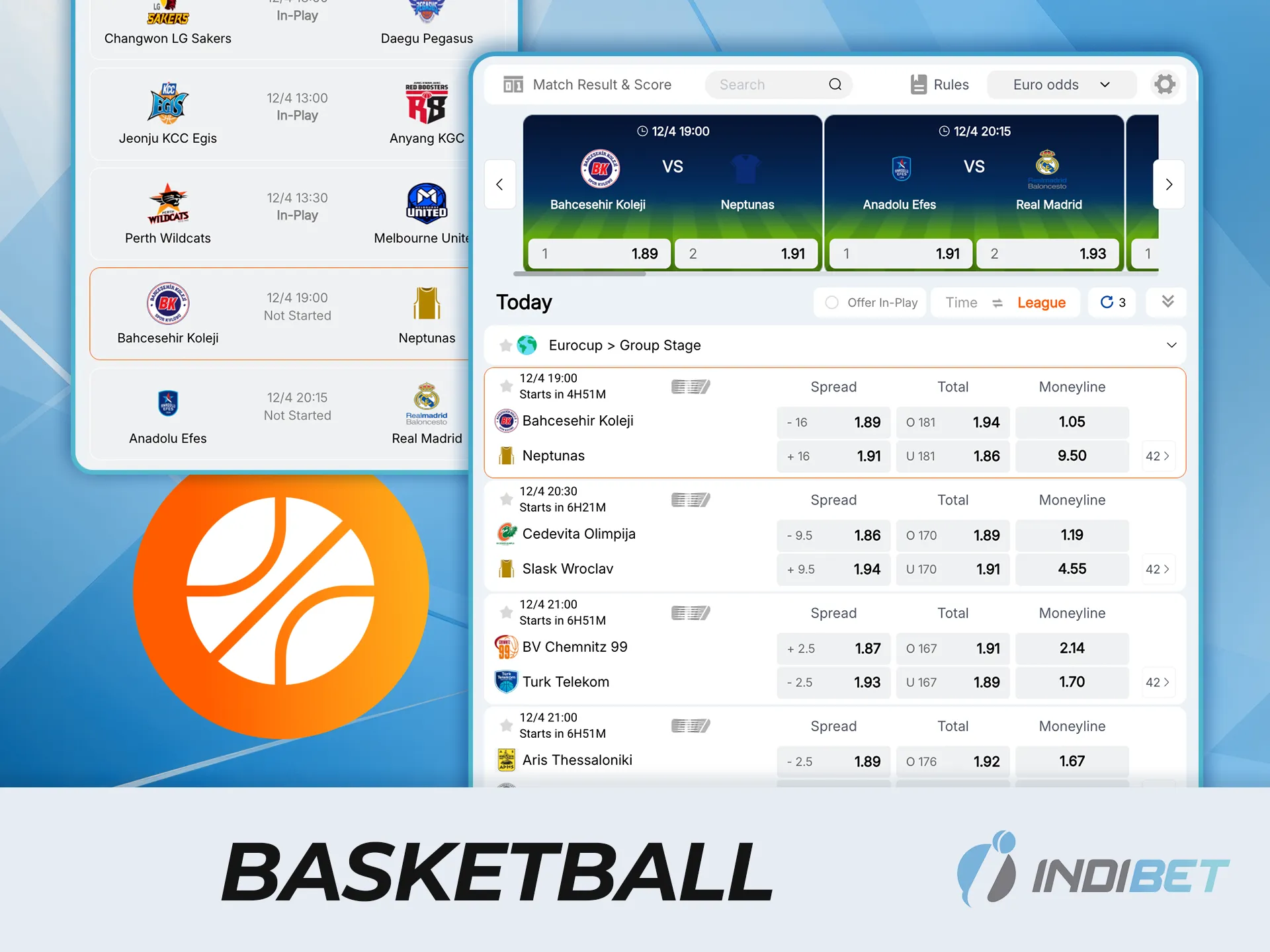 Join the action by betting on basketball matches at IndiBet.