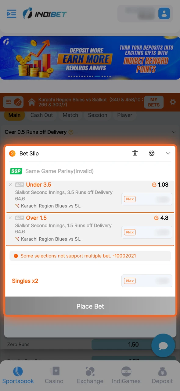 Enter your stake and confirm to place your bet.