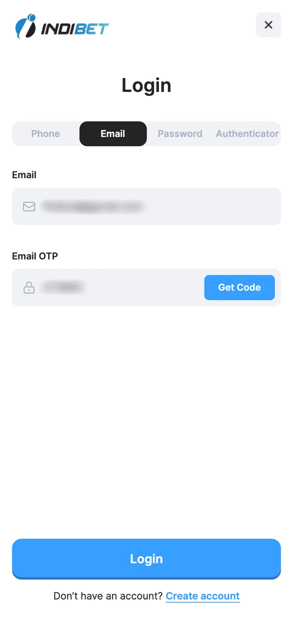 Enter your login details to access your Indibet account.